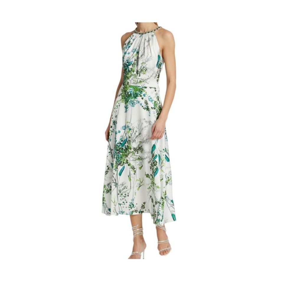 TERI JON by Rickie Freeman Embellished Halter Midi Dress Size 6